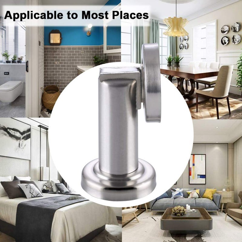 Angle Simple Magnetic Door Stopper, Angle Simple Metal Doorstop Wall Or Floor Mount Heavy Duty Door Holder with Magnet Metal Wood Door Catch Home Office Commercial Use, Brushed Nickel - Image 4